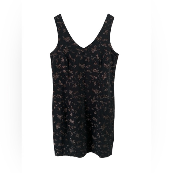 David Wayne black mini dress with sparkle floral detailing - Picture 1 of 5